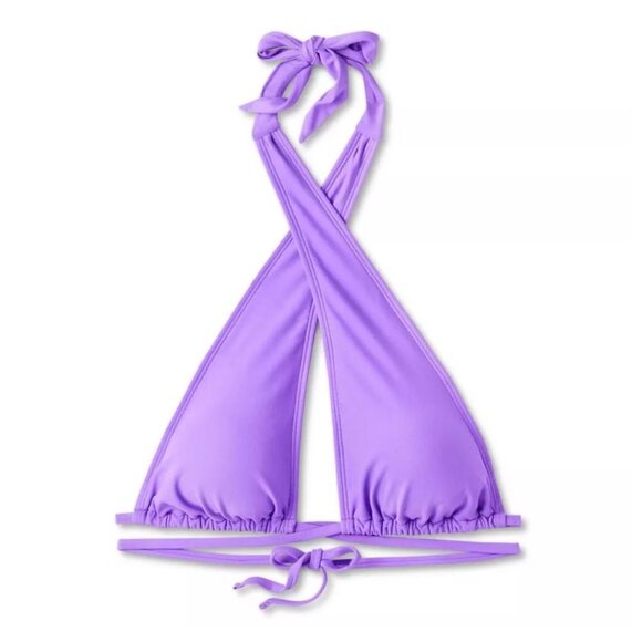 WILD FABLE BIKINI TOP MULTI WEAR CROSS HALTER TRIANGLE PURPLE WOMEN'S XS - Picture 5 of 7